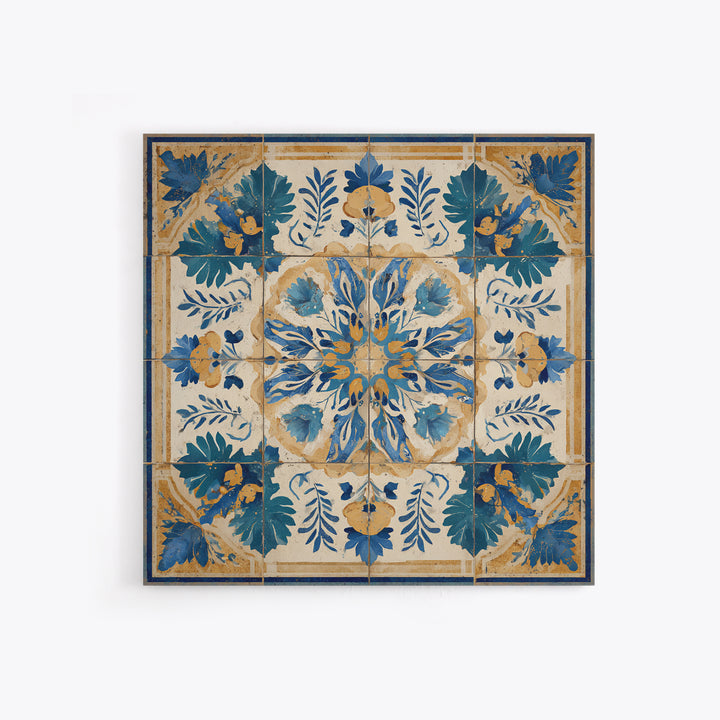 Italian Tile Pattern Framed Canvas Print, Italian Villa Art, Digital Download Art, Living Room Decor, Fine Art, Villa, IVA-1x1-41