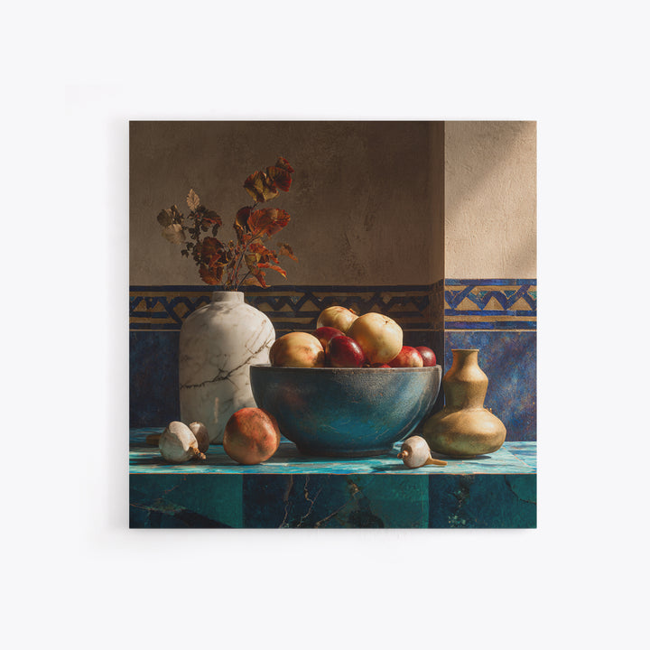 Marble Fruit Still Life Framed Canvas Print, Italian Villa Art, Bedroom Wall Art, Living Room Decor, Fine Art, Villa, IVA-1x1-47