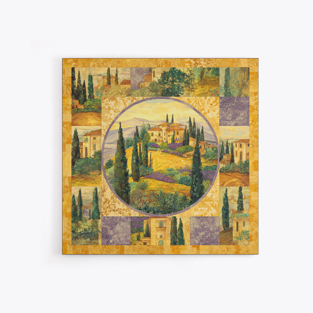 Tuscan Hillside with Cypress Trees and Golden Canvas Print, Italian Villa Art, Living Room Art, Living Room Decor, Villa, IVA-1x1-49