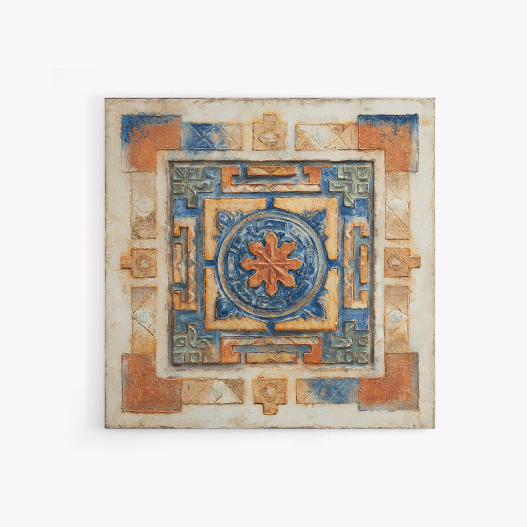 Italian Tile Pattern Framed Canvas Print, Italian Villa Art, Digital Download Art, Living Room Decor, Fine Art, Villa, IVA-1x1-65