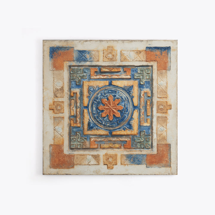 Italian Tile Pattern Framed Canvas Print, Italian Villa Art, Digital Download Art, Living Room Decor, Fine Art, Villa, IVA-1x1-65