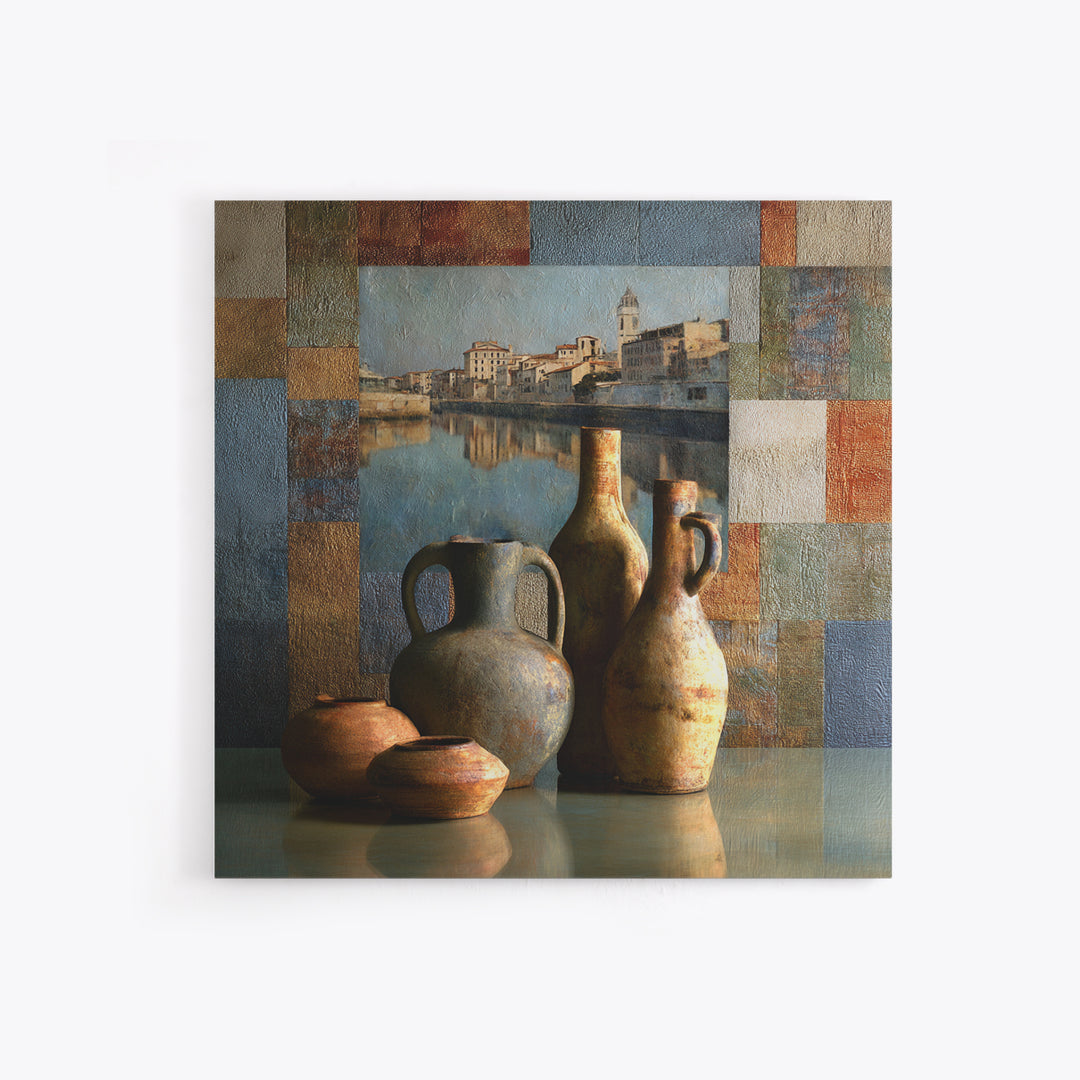 Venetian Canal Reflection Without City Crowd Canvas Print, Italian Villa Art, Gallery Wall Set, Living Room Decor, Villa, IVA-1x1-68