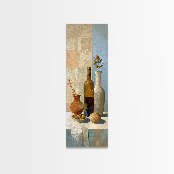 White Wine and Olives Still Life Canvas Print, Italian Villa Art, Wall Art Prints, Living Room Decor, Fine Art, Villa, IVA-1x3-100