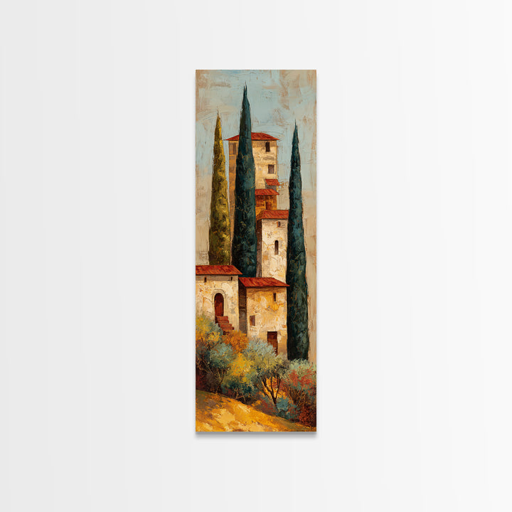 Tuscan Hillside with Cypress Trees and Golden Canvas Print, Italian Villa Art, Living Room Art, Living Room Decor, Villa, IVA-1x3-13