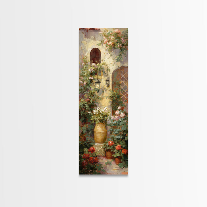 Italian Villa Garden Urn Canvas Print, Italian Villa Art, Landscape Art, Living Room Decor, Oil Painting, Villa, IVA-1x3-18
