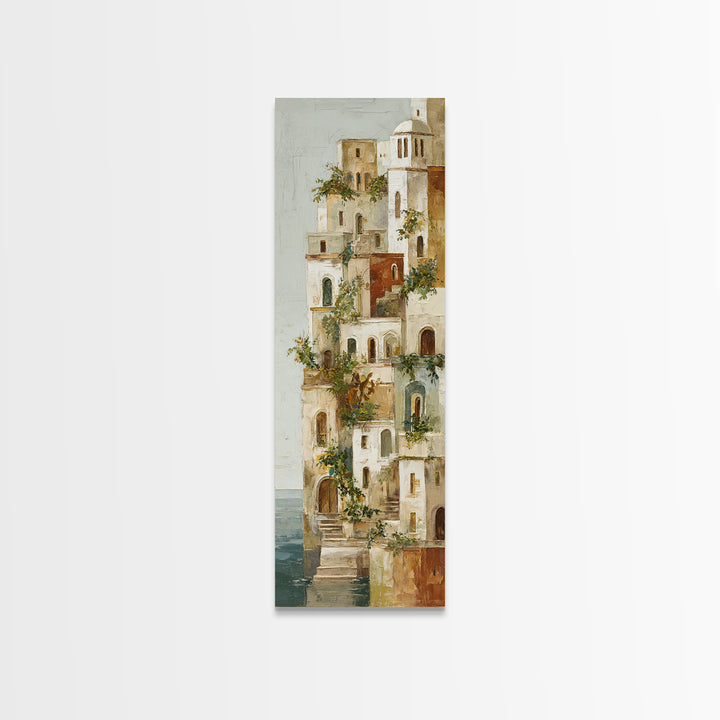Amalfi Coast Cliffs Canvas Print, Italian Villa Art, Fine Art Print, Living Room Decor, Fine Art, Villa, Original Painting, IVA-1x3-25