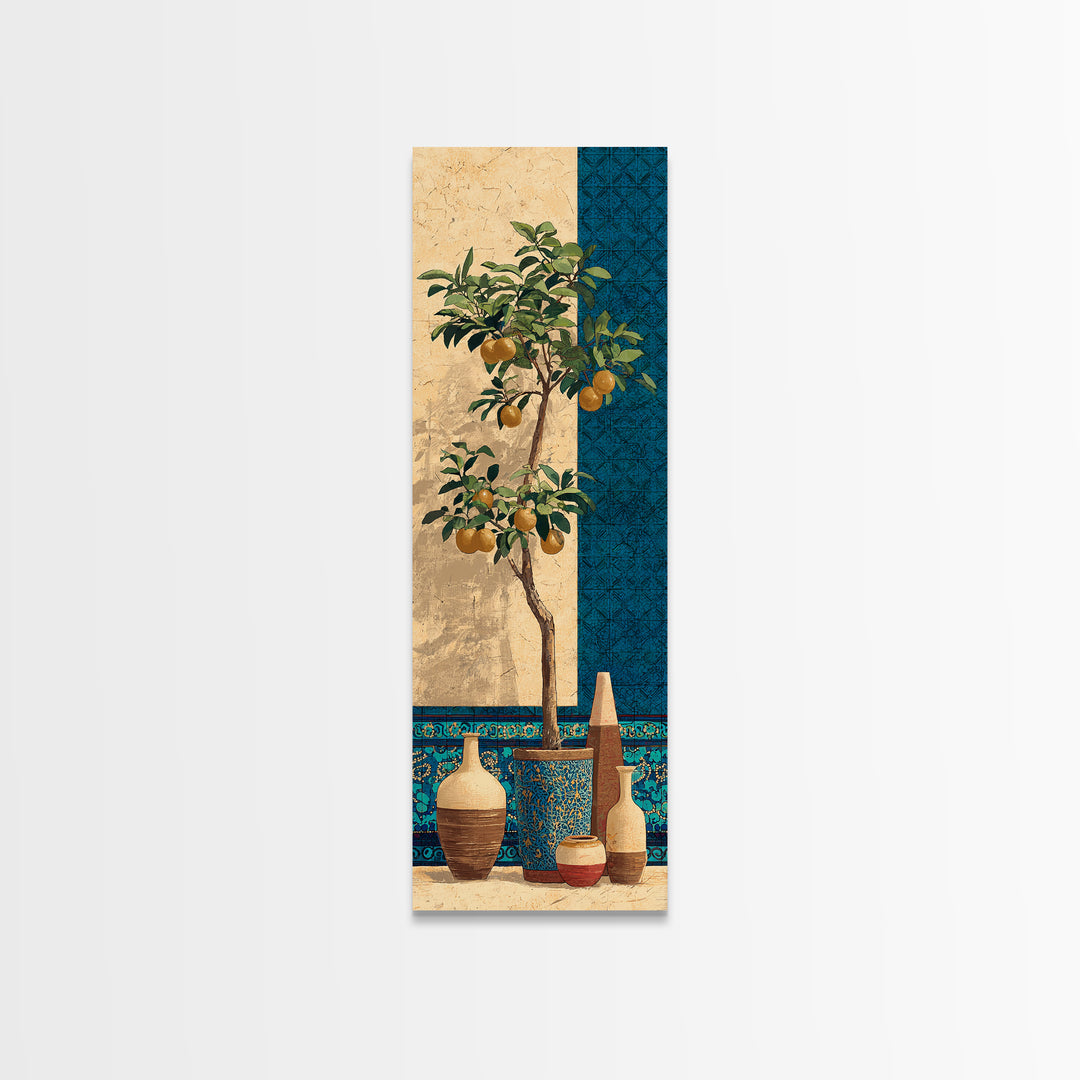 Orange Tree in a Courtyard Planter Canvas Print, Italian Villa Art, Coastal Decor, Living Room Decor, Fine Art, Villa, IVA-1x3-26