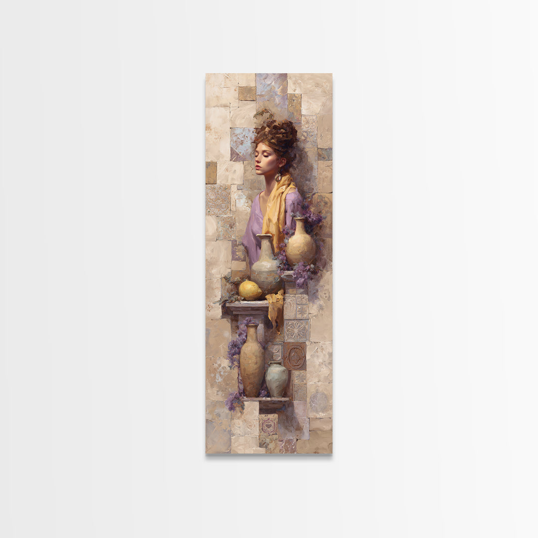 Renaissance Inspired Portrait with Modern Softness Canvas Print, Italian Villa Art, Landscape Painting, Living Room Decor, IVA-1x3-30