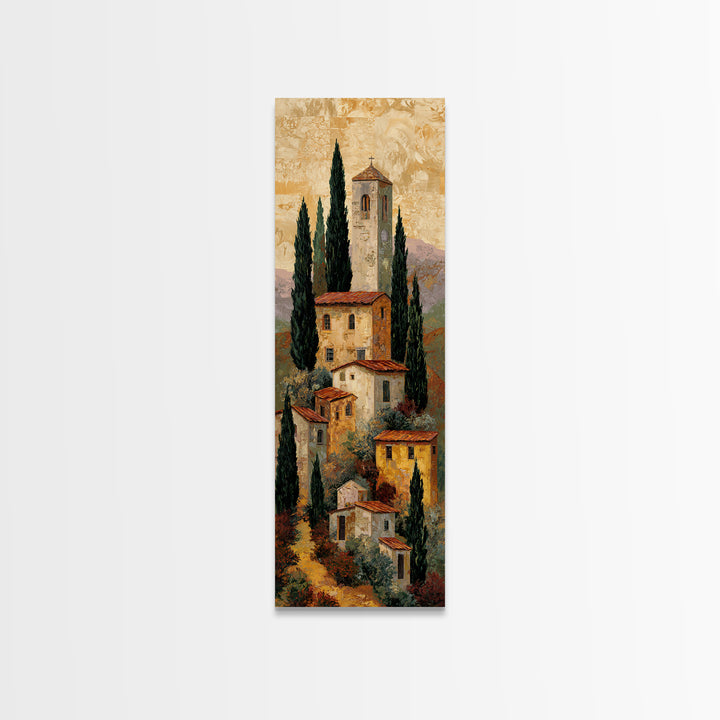 Tuscan Hillside with Cypress Trees and Golden Canvas Print, Italian Villa Art, Living Room Art, Living Room Decor, Villa, IVA-1x3-37