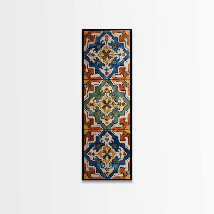 Italian Tile Pattern Framed Canvas Print, Italian Villa Art, Digital Download Art, Living Room Decor, Fine Art, Villa, IVA-1x3-53