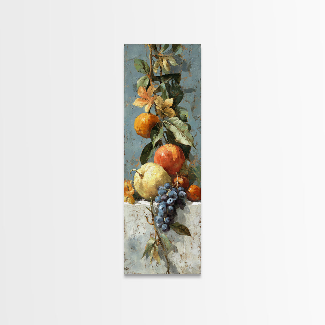 Marble Fruit Still Life Canvas Print, Italian Villa Art, Statement Artwork, Living Room Decor, Fine Art, Villa, Oil Painting, IVA-1x3-59