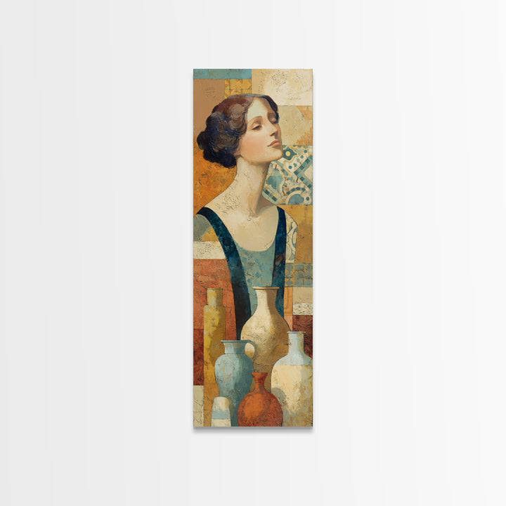 Renaissance Inspired Portrait with Modern Softness Canvas Print, Italian Villa Art, Coastal Wall Decor, Living Room Decor, IVA-1x3-78