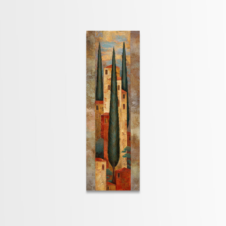 Tuscan Hillside with Cypress Trees and Golden Canvas Print, Italian Villa Art, Wall Decor, Living Room Decor, Fine Art, Villa, IVA-1x3-85