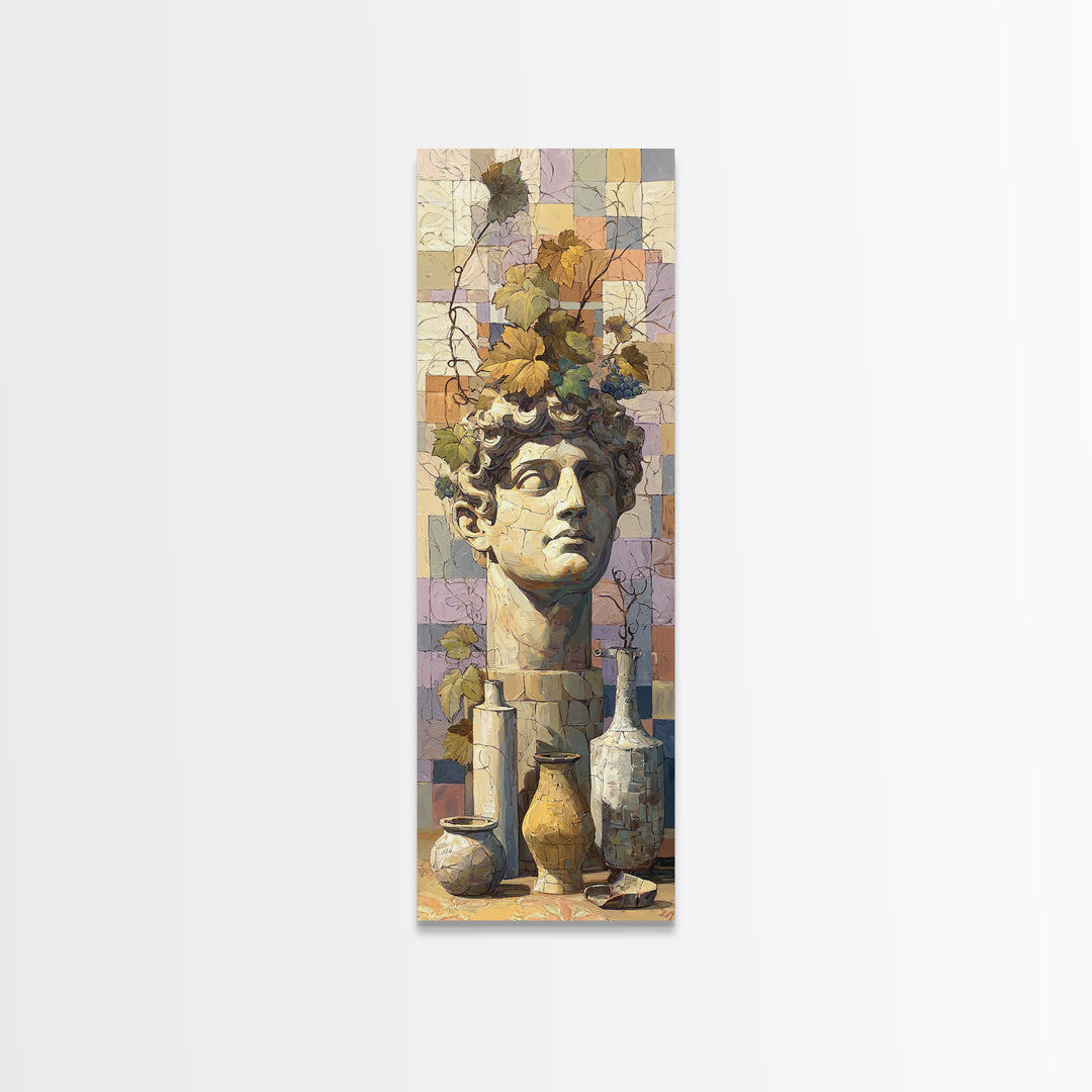 Classic Roman Statue Bust Framed Canvas Print, Italian Villa Art, Printable Wall Art, Living Room Decor, Abstract Art, Villa, IVA-1x3-96