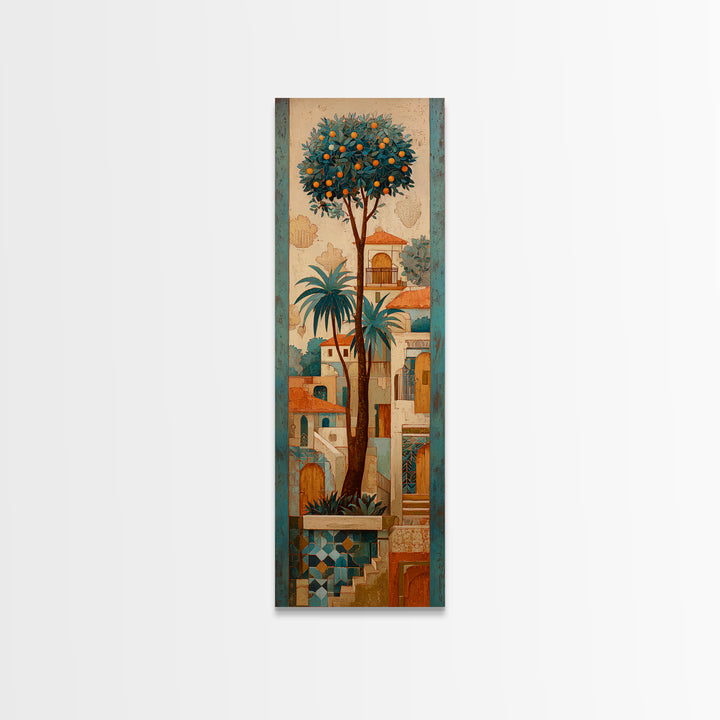 Orange Tree in a Courtyard Planter Canvas Print, Italian Villa Art, Rustic Home Decor, Living Room Decor, Fine Art, Villa, IVA-1x3-98