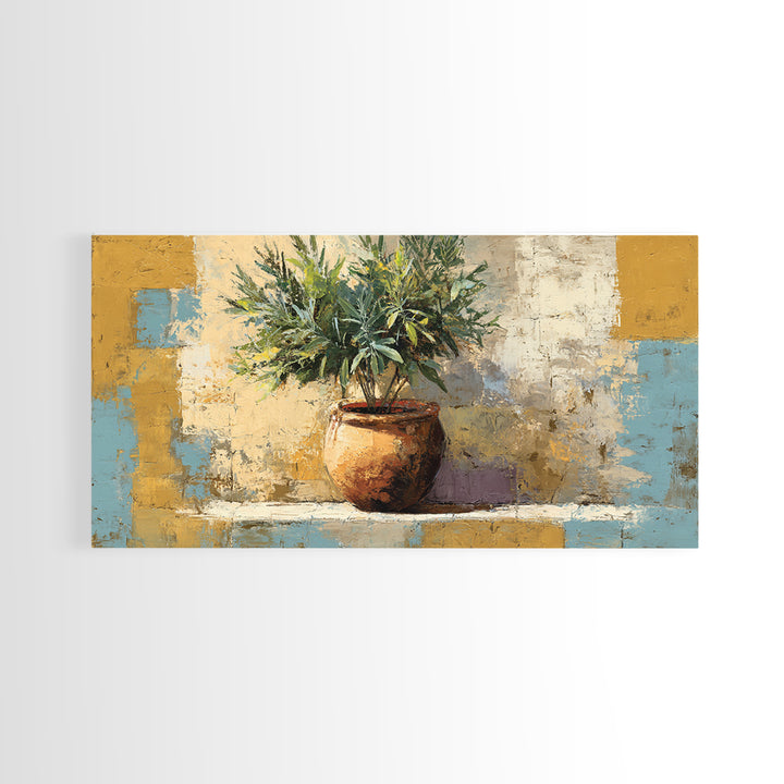 Terra Cotta Pot Framed Canvas Print, Italian Villa Art, Digital Art Print, Living Room Decor, Fine Art, Villa, Luxury Decor, IVA-2x1-18