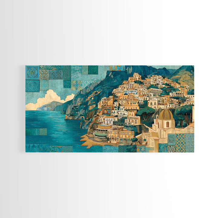 Amalfi Coast Cliffs Canvas Print, Italian Villa Art, Fine Art Print, Living Room Decor, Fine Art, Villa, Original Painting, IVA-2x1-57