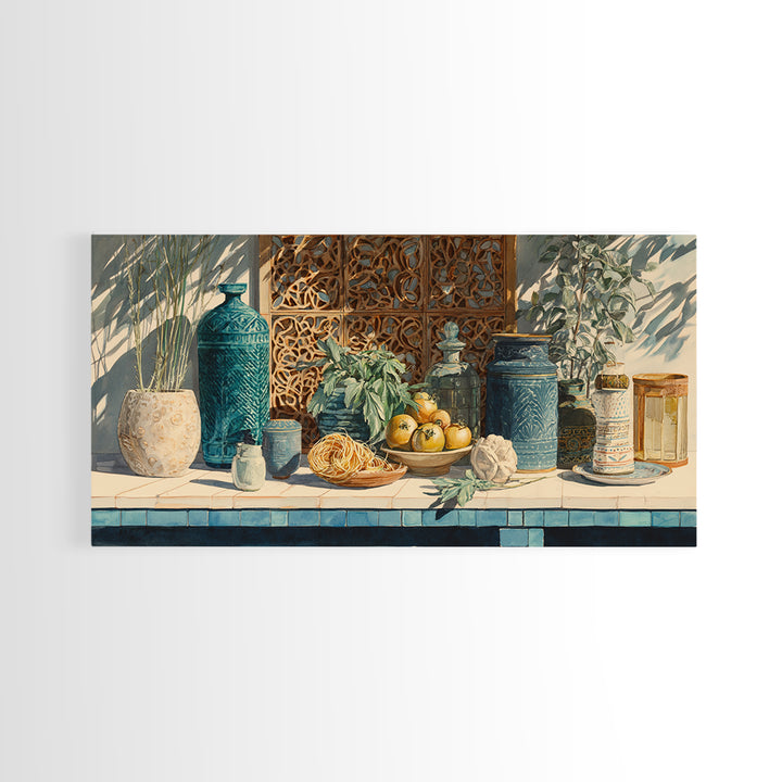 Pasta Herbs and Tomatoes Still Life Canvas Print, Italian Villa Art, Living Room Wall Art, Living Room Decor, Fine Art, Villa, IVA-2x1-63