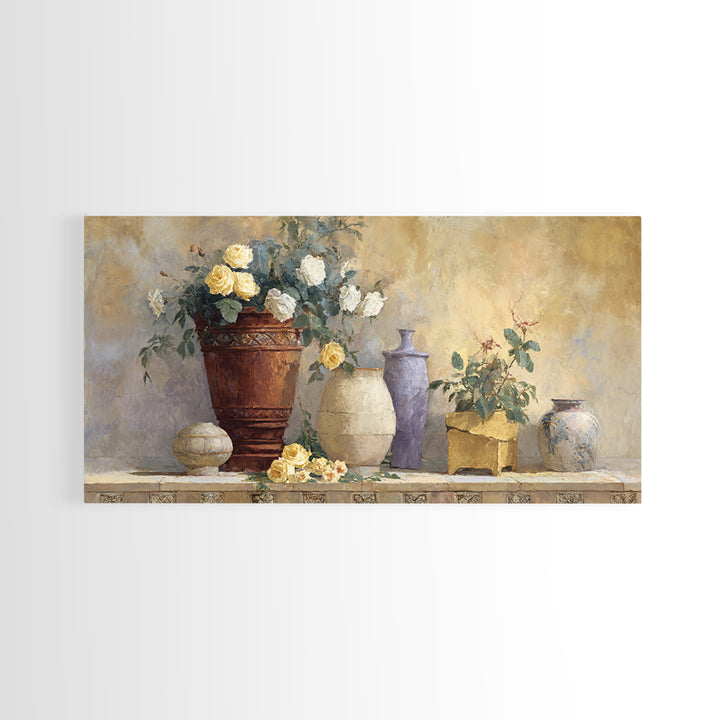 Italian Villa Garden Urn Canvas Print, Italian Villa Art, Art Print, Living Room Decor, Watercolor Art, Villa, Printable Art, IVA-2x1-74