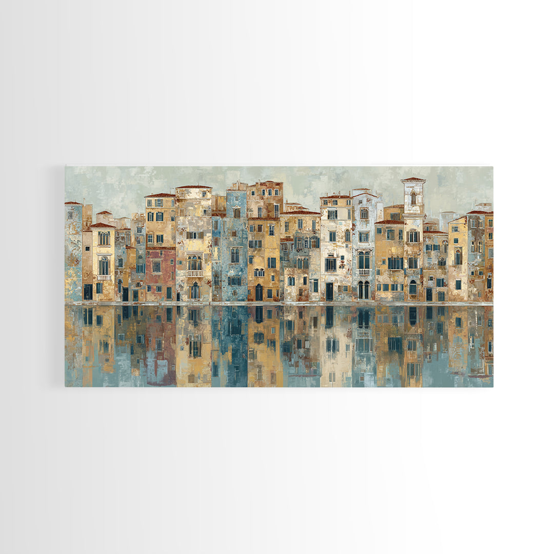 Venetian Canal Reflection Without City Crowd Canvas Print, Italian Villa Art, Bedroom Wall Art, Living Room Decor, Villa, IVA-2x1-88