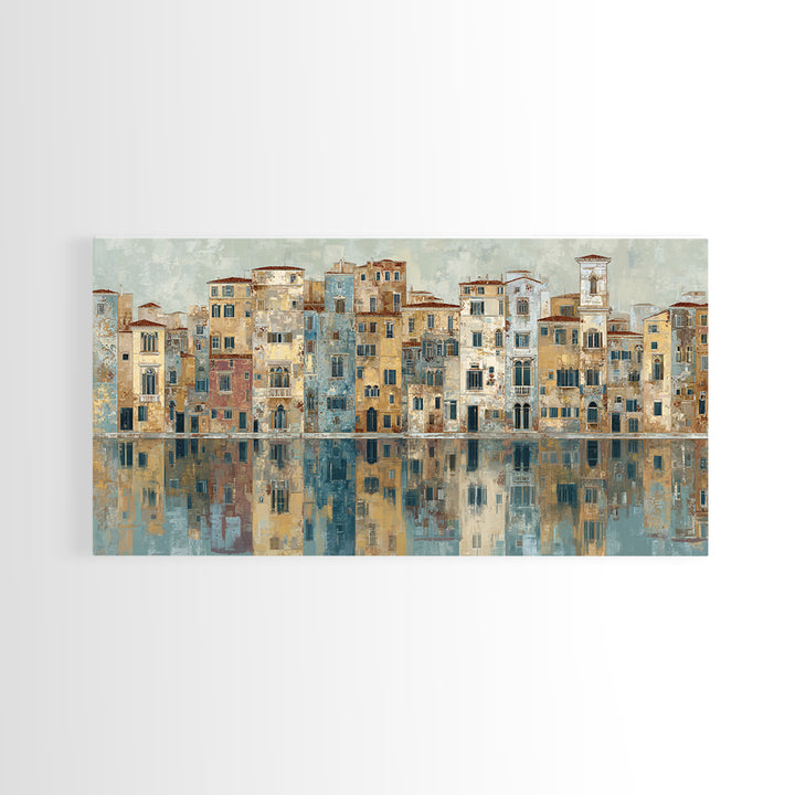 Venetian Canal Reflection Without City Crowd Canvas Print, Italian Villa Art, Bedroom Wall Art, Living Room Decor, Villa, IVA-2x1-88