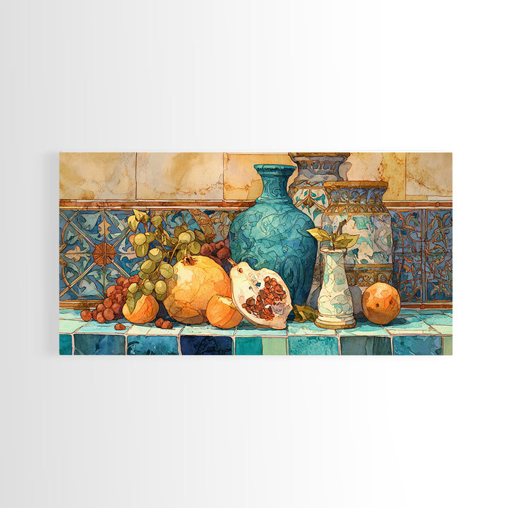 Marble Fruit Still Life Framed Canvas Print, Italian Villa Art, Contemporary Art, Living Room Decor, Fine Art, Villa, IVA-2x1-91