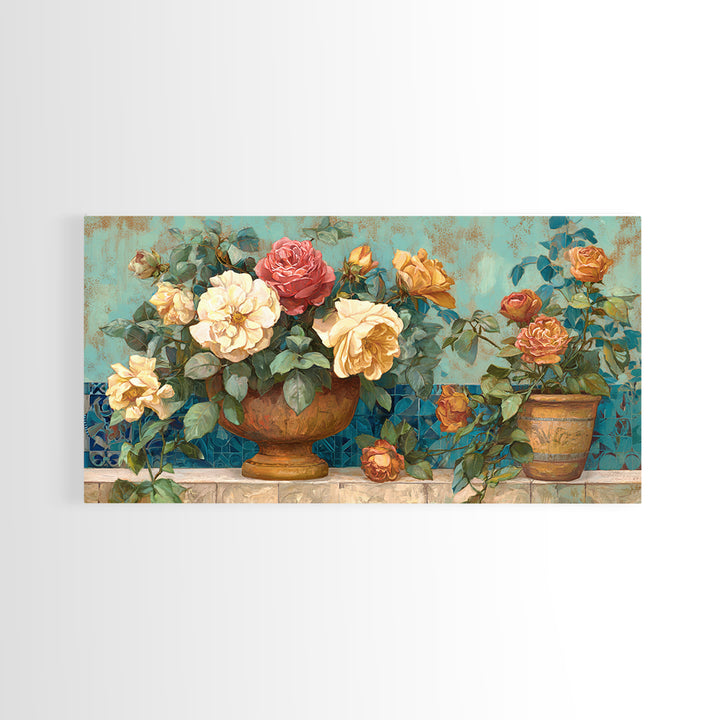 Italian Villa Garden Urn Canvas Print, Italian Villa Art, Art Print, Living Room Decor, Watercolor Art, Villa, Printable Art, IVA-2x1-98