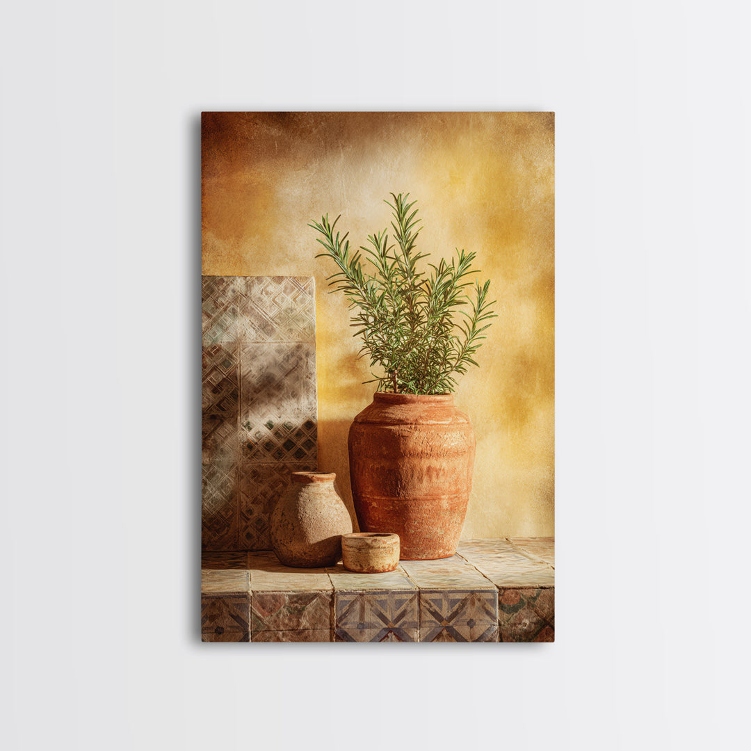 Terra Cotta Pot Framed Canvas Print, Italian Villa Art, Digital Art Print, Living Room Decor, Fine Art, Villa, Luxury Decor, IVA-2x3-30