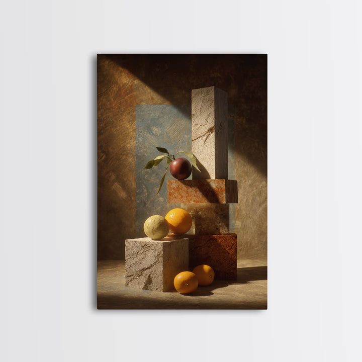 Marble Fruit Still Life Canvas Print, Italian Villa Art, Coastal Decor, Living Room Decor, Fine Art, Villa, Landscape Print, IVA-2x3-31