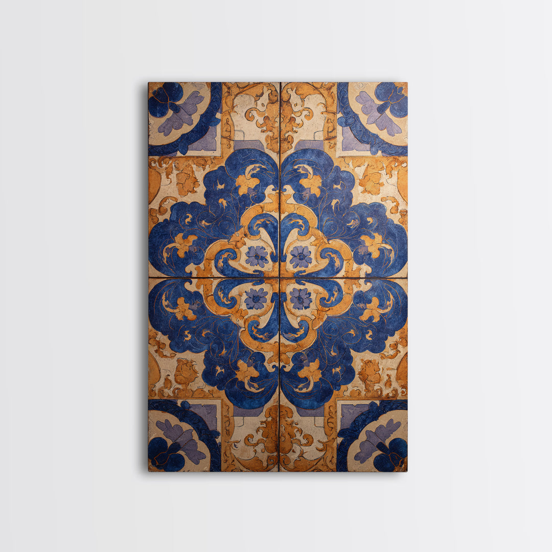 Italian Tile Pattern Canvas Print, Italian Villa Art, Statement Artwork, Living Room Decor, Fine Art, Villa, Oil Painting, IVA-2x3-49
