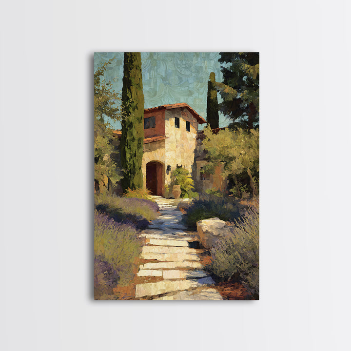 Olive Grove Path Framed Canvas Print, Italian Villa Art, Landscape Print, Living Room Decor, Oil Painting, Villa, IVA-2x3-59