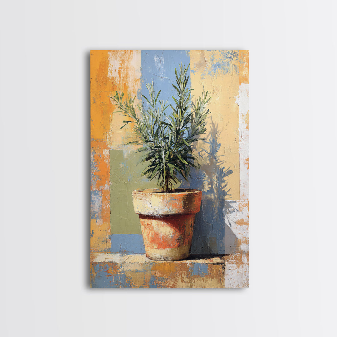 Terra Cotta Pot Framed Canvas Print, Italian Villa Art, Digital Art Print, Living Room Decor, Fine Art, Villa, Luxury Decor, IVA-2x3-6