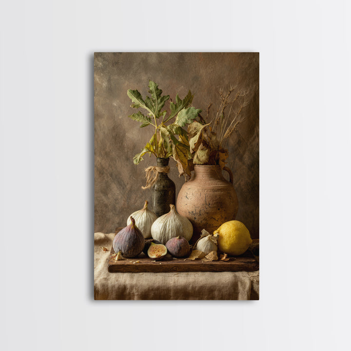 Figs and Cheese on Rustic Wooden Board Canvas Print, Italian Villa Art, Art Print, Living Room Decor, Fine Art, Villa, IVA-2x3-65