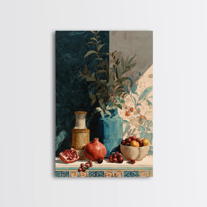 Marble Fruit Still Life Canvas Print, Italian Villa Art, Original Painting, Living Room Decor, Villa, Landscape Painting, IVA-2x3-7