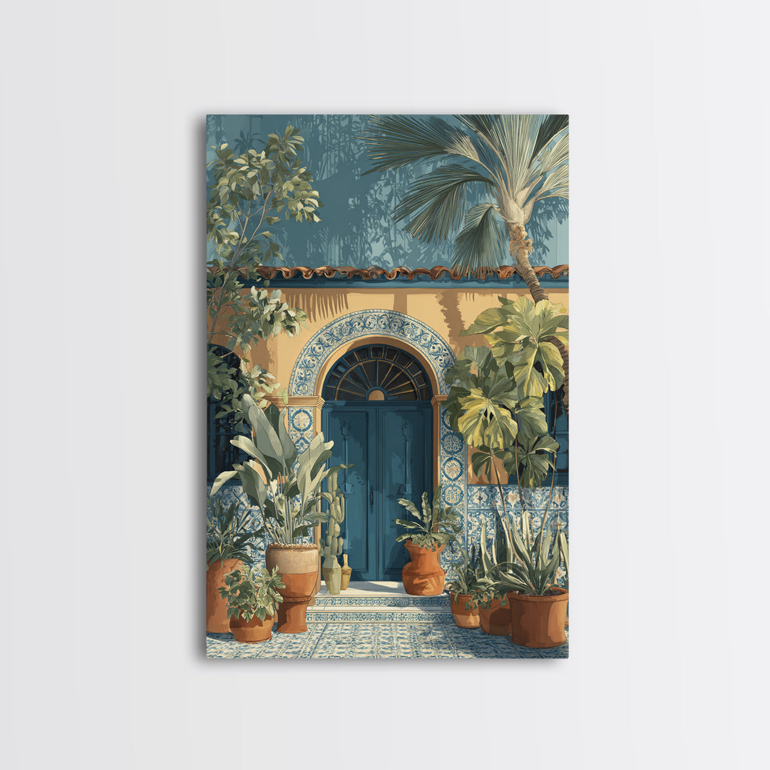 Italian Tile Pattern Framed Canvas Print, Italian Villa Art, Textured Painting, Living Room Decor, Villa, Living Room Wall Art, IVA-2x3-73