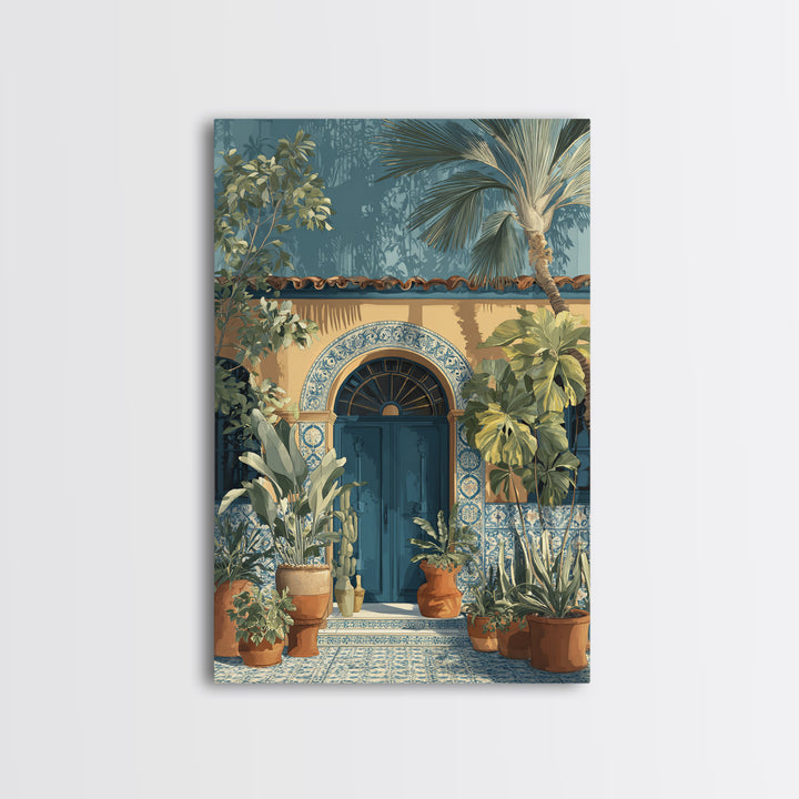 Italian Tile Pattern Framed Canvas Print, Italian Villa Art, Textured Painting, Living Room Decor, Villa, Living Room Wall Art, IVA-2x3-73