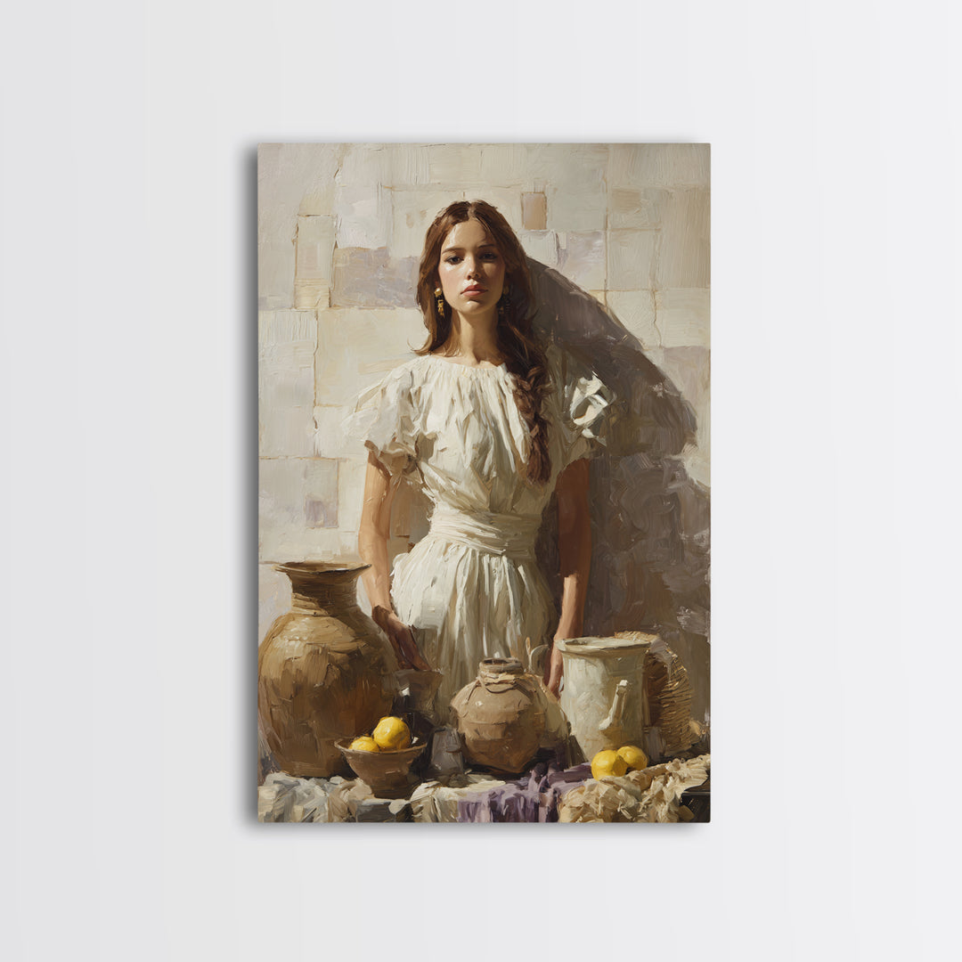 Renaissance Inspired Portrait with Modern Softness Canvas Print, Italian Villa Art, Boho Decor, Living Room Decor, Villa, IVA-2x3-74