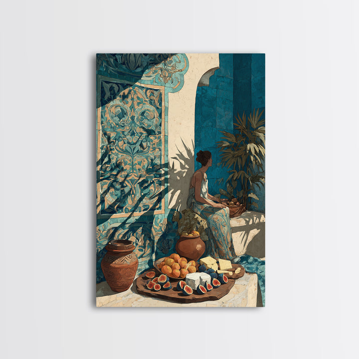 Figs and Cheese on Rustic Wooden Board Canvas Print, Italian Villa Art, Printable Wall Art, Living Room Decor, Villa, IVA-2x3-89
