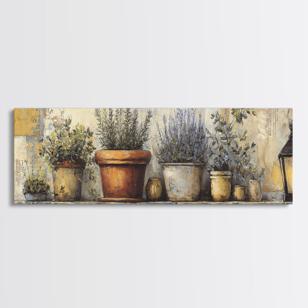 Terra Cotta Pot Canvas Print, Italian Villa Art, Living Room Art, Living Room Decor, Villa, Neutral Decor, Modern Decor, IVA-3x1-14