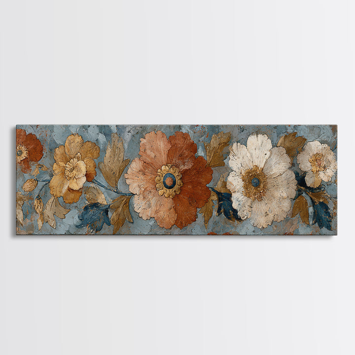 Florentine Floral Ornament Pattern Canvas Print, Italian Villa Art, Wall Art Prints, Living Room Decor, Fine Art, Villa, IVA-3x1-50