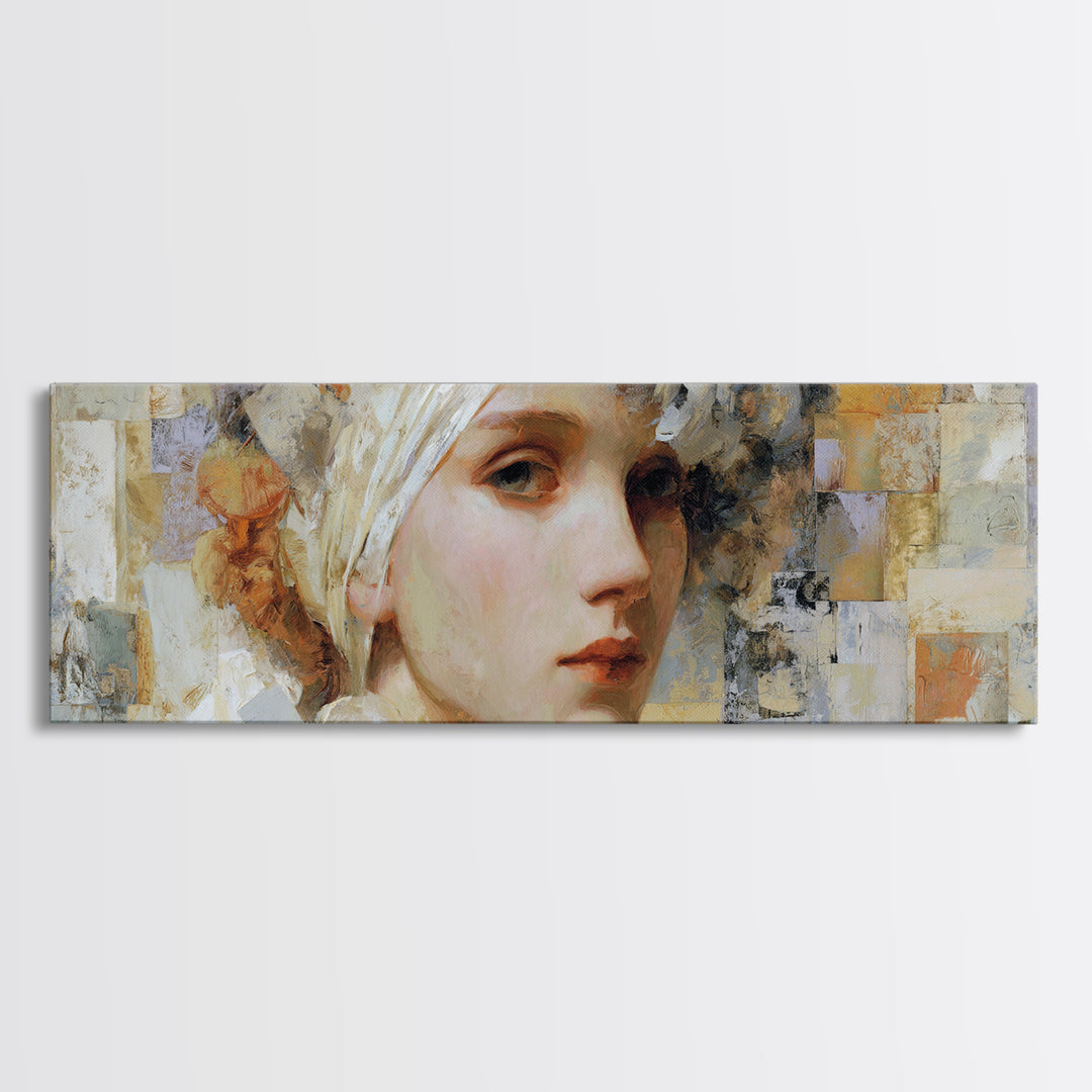 Renaissance Inspired Portrait with Modern Softness Canvas Print, Italian Villa Art, Oil Painting, Living Room Decor, Villa, IVA-3x1-58