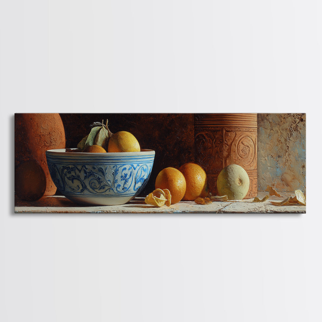 Marble Fruit Still Life Framed Canvas Print, Italian Villa Art, Contemporary Art, Living Room Decor, Fine Art, Villa, IVA-3x1-87