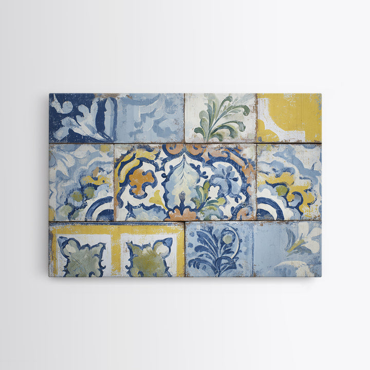 Italian Tile Pattern Canvas Print, Italian Villa Art, Original Painting, Living Room Decor, Fine Art, Villa, Landscape Painting, IVA-3x2-21