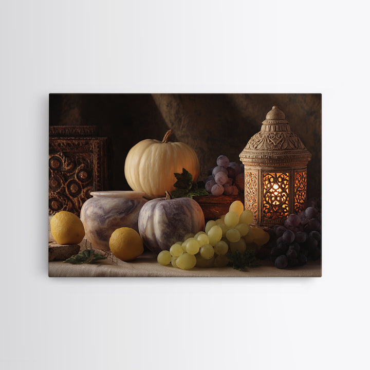 Marble Fruit Still Life Framed Canvas Print, Italian Villa Art, Textured Painting, Living Room Decor, Fine Art, Villa, IVA-3x2-27