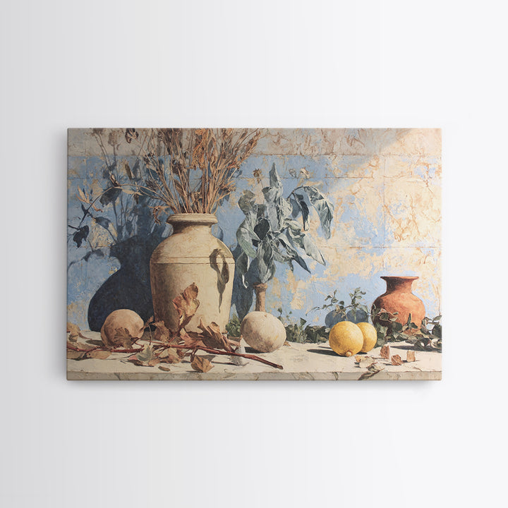 Marble Fruit Still Life Canvas Print, Italian Villa Art, Statement Artwork, Living Room Decor, Fine Art, Villa, Oil Painting, IVA-3x2-3