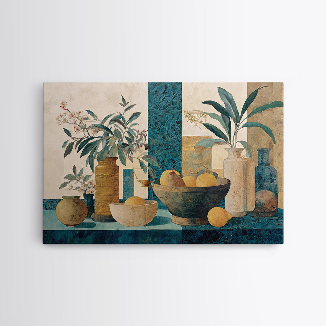 Marble Fruit Still Life Canvas Print, Italian Villa Art, Original Painting, Living Room Decor, Villa, Landscape Painting, IVA-3x2-51