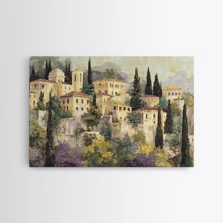 Tuscan Hillside with Cypress Trees and Golden Canvas Print, Italian Villa Art, Living Room Wall Art, Living Room Decor, Villa, IVA-3x2-53