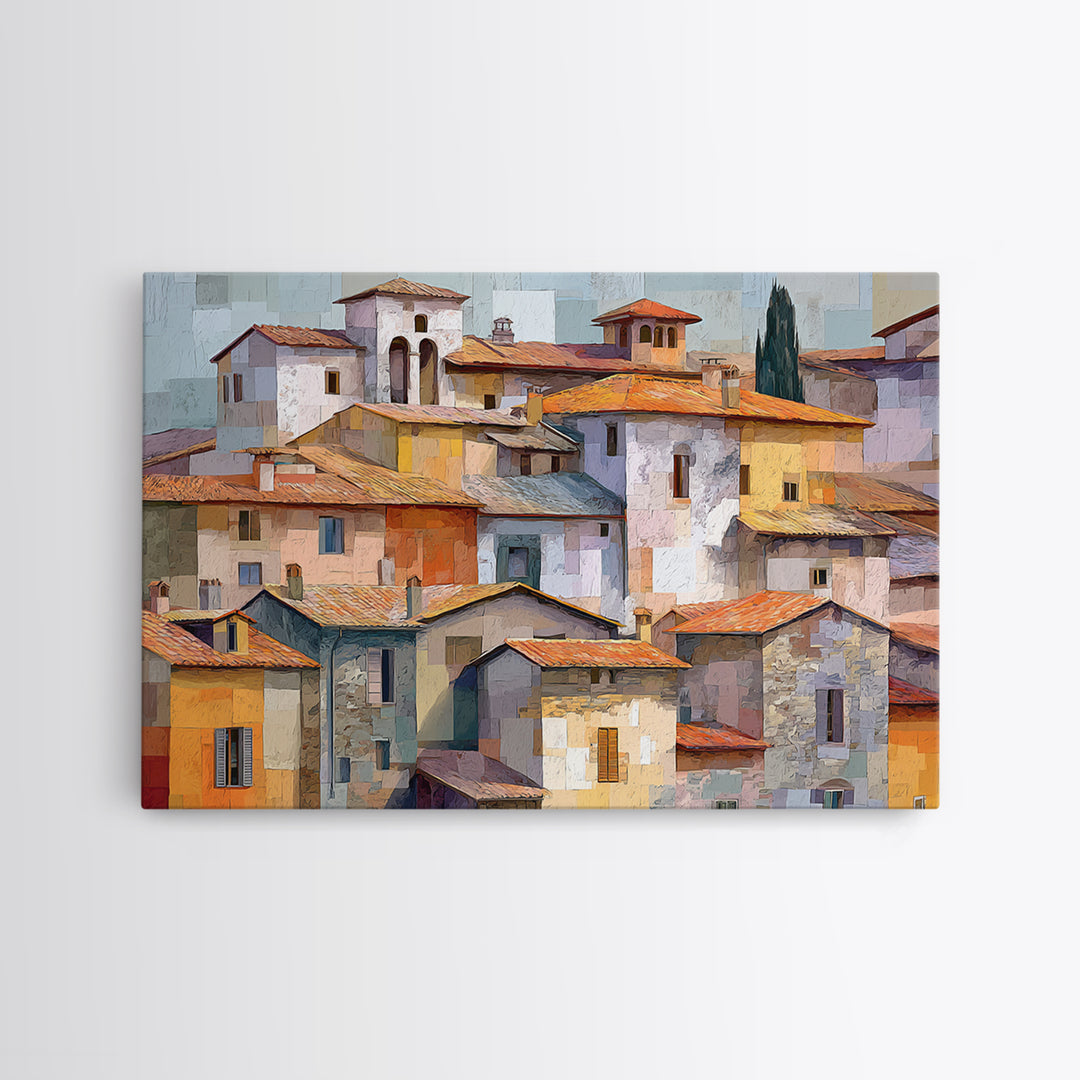 Terracotta Rooftops Against Pale Sky Canvas Print, Italian Villa Art, Living Room Wall Art, Living Room Decor, Fine Art, Villa, IVA-3x2-56