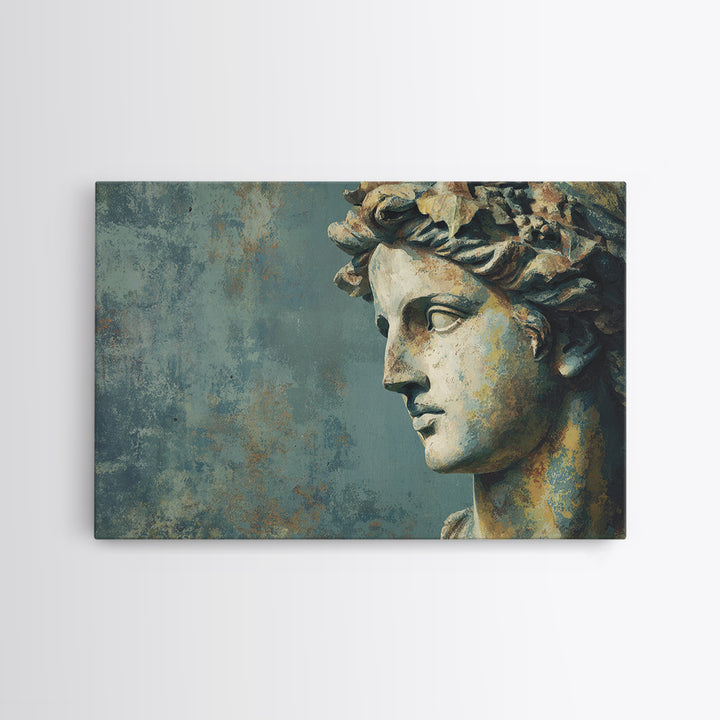 Classic Roman Statue Bust Framed Canvas Print, Italian Villa Art, Bedroom Wall Decor, Living Room Decor, Abstract Art, Villa, IVA-3x2-64
