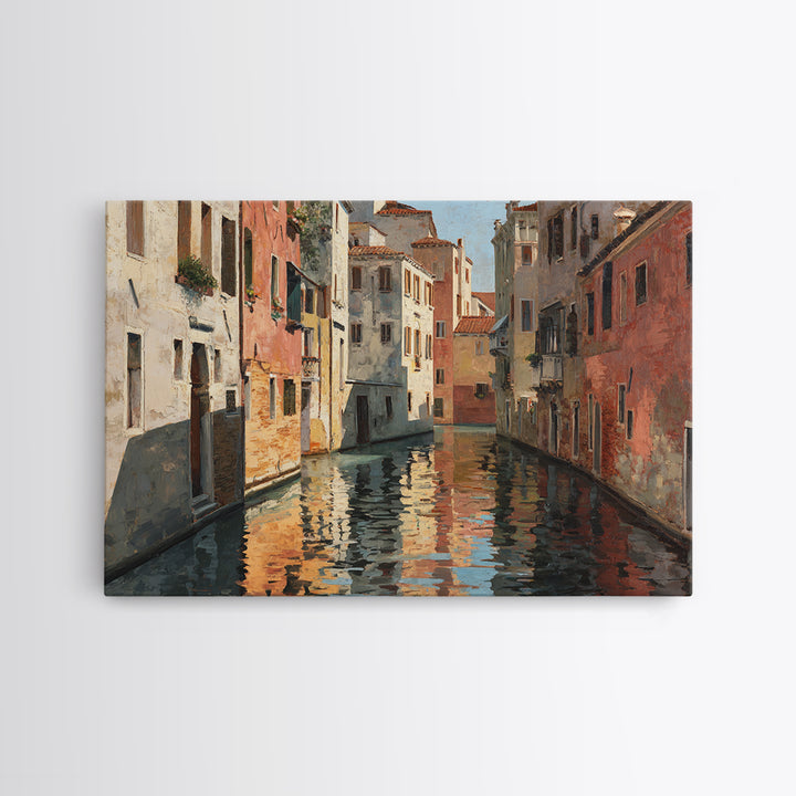 Venetian Canal Reflection Without City Crowd Canvas Print, Italian Villa Art, Coastal Decor, Living Room Decor, Fine Art, Villa, IVA-3x2-72